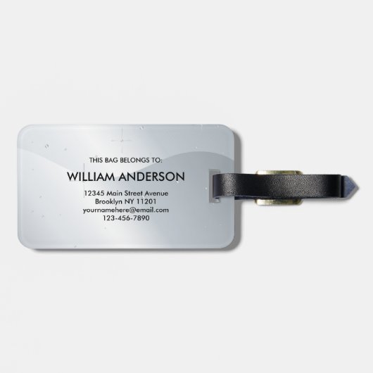 Elegant Silver Metallic Wavey Brushed Monogram Gepäckanhänger (Rückseite horizontal)