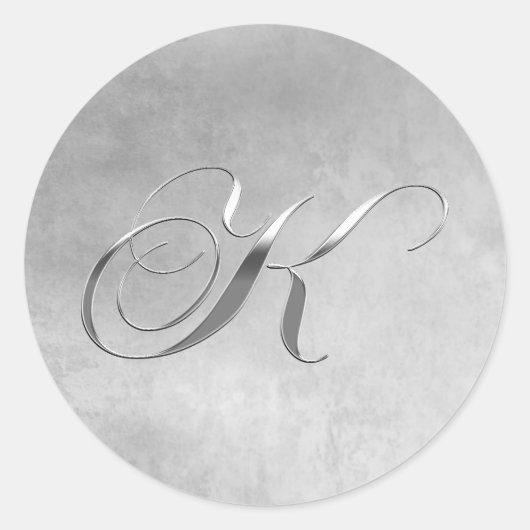 Elegant Silver Monogram K Runder Aufkleber (Vorderseite)