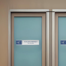 Elegant Silver Monogram Navy Blue Türschild