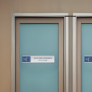 Elegant Silver Monogram Navy Blue Türschild