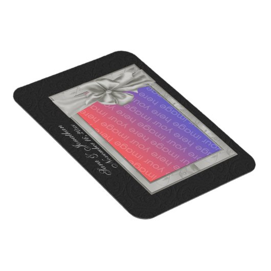 Elegant Silver Photo Frame Personalized Wedding  Magnet (Rechte Seite)