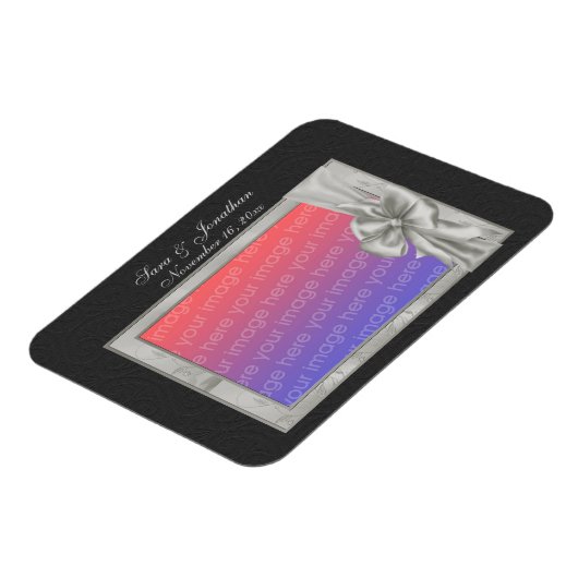 Elegant Silver Photo Frame Personalized Wedding  Magnet (Linke Seite)