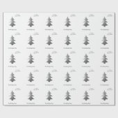 Elegant Silver Pine Tree Frohe Weihnachten Geschenkpapier (Flach)