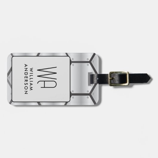 Elegant Silver plate metal hexagon background Gepäckanhänger (Vorderseite horizontal)