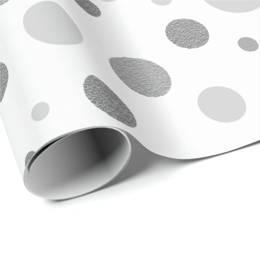 Elegant Silver Polka Dots Geschenkpapier (Rolleneckpunkt)