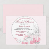 Elegant Silver Pumpkin Pink Floral Einladung (Vorne/Hinten)
