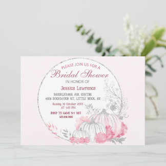 Elegant Silver Pumpkin Pink Floral Einladung