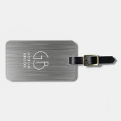 Elegant Silver Rectangular brushed metallic  Gepäckanhänger (Vorderseite horizontal)