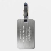 Elegant Silver Rectangular brushed metallic  Gepäckanhänger (Rückseite vertikal)