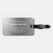 Elegant Silver Rectangular brushed metallic  Gepäckanhänger (Rückseite horizontal)