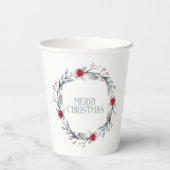 Elegant Silver Red Frohe Weihnachtsfeier Pappbecher (Rückseite)