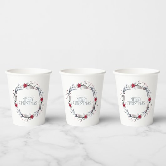 Elegant Silver Red Frohe Weihnachtsfeier Pappbecher (Multi)