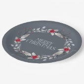 Elegant Silver Red Frohe Weihnachtsfeier Pappteller (Schrägansicht)