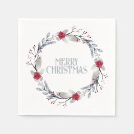 Elegant Silver Red Frohe Weihnachtsfeier Serviette