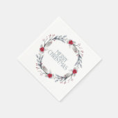 Elegant Silver Red Frohe Weihnachtsfeier Serviette (Ecke)
