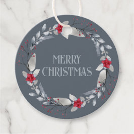 Elegant Silver Red Wreath Festival Geschenkanhänger