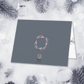 Elegant Silver Red Wreath Festival Karte