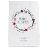Elegant Silver Red Wreath Festival Mittlere Geschenktüte (Rückseite)