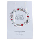 Elegant Silver Red Wreath Festival Mittlere Geschenktüte (Rückseite)