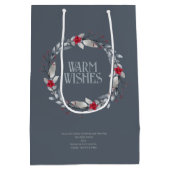 Elegant Silver Red Wreath Festival Mittlere Geschenktüte (Rückseite)