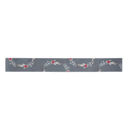 Elegant Silver Red Wreath Festival Satinband