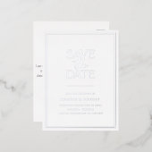 Elegant Silver Save the Date Folie Einladungspostkarte (Vorderseite/Rückseite)