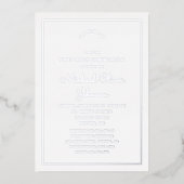 Elegant Silver Script Navy Blue First Communion Folieneinladung (Vorderseite)