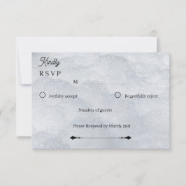 Elegant Silver Shimmering Filigree Response Card RSVP Karte