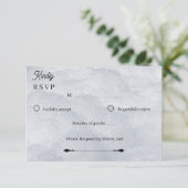 Elegant Silver Shimmering Filigree Response Card RSVP Karte (Stehend Vorderseite)