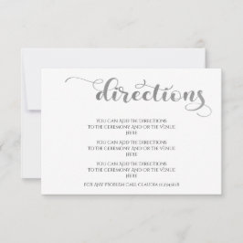 Elegant Silver Simple Wedding Directions Mitteilungskarte