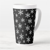 Elegant Silver Snowflake | Winter Holiday  Milchtasse (Rechte Ecke)