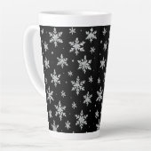 Elegant Silver Snowflake | Winter Holiday  Milchtasse (Linke Ecke)
