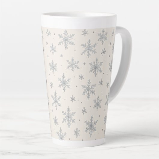 Elegant Silver Snowflake | Winter Holiday Milchtasse (Rechte Ecke)