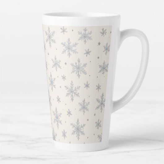 Elegant Silver Snowflake | Winter Holiday  Milchtasse (Rechts)