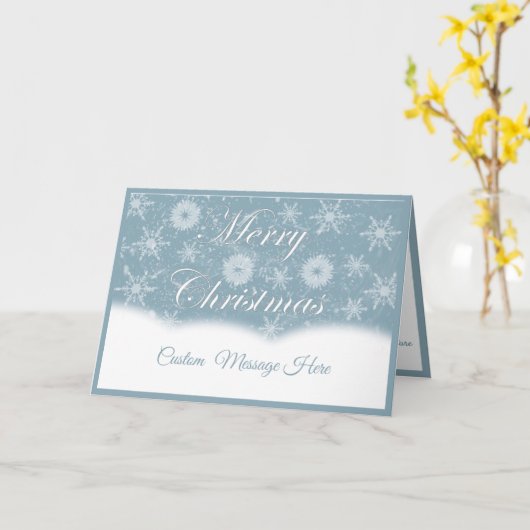 Elegant Silver Snowflakes Merry Christmas Quote Karte (Gelbe Blume)