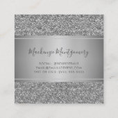 Elegant Silver Sparkle Glitzer Tropfen Luxus Quadratische Visitenkarte (Rückseite)