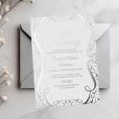 Elegant Silver Swirl 25. Hochzeitstag Folieneinladung