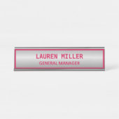 Elegant Silver und Burgund Schreibtischnamensplakette (Vorderseite )