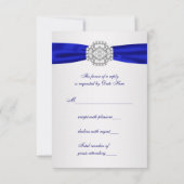 Elegant Silver und Royal Blue Wedding RSVP (Rückseite)