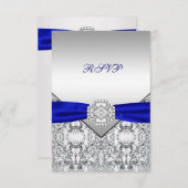 Elegant Silver und Royal Blue Wedding RSVP (Vorne/Hinten)