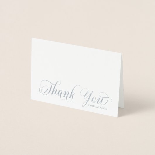 Elegant Silver Vielen Dank für Ihr Hochzeitkalligr Folienkarte (Vorderseite)