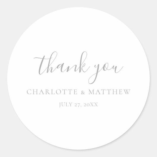Elegant Silver Vielen Dank für Ihr Hochzeitsticker Runder Aufkleber (Vorderseite)
