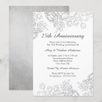 Elegant Silver Vintag Floral 25 Jahre Jubiläum