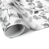 Elegant Silver Vintage Flowers Geschenkpapier (Rolleneckpunkt)