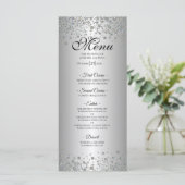 Elegant silver Wedding Menu Menükarte (Stehend Vorderseite)