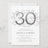 Elegant Silver White 30. Geburtstag Einladung (Vorderseite)