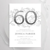 Elegant Silver White 60. Geburtstag Einladung