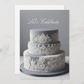 ELEGANT SILVER & WHITE JAHRESTAG EINLADUNG (Vorne/Hinten)