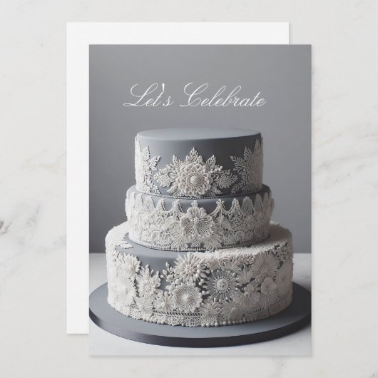 ELEGANT SILVER & WHITE JAHRESTAG EINLADUNG (Vorne/Hinten)