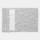 ELEGANT SILVER WHITE LEAFE FOLIAGE HOLIDAYS LOGO GESCHIRRTUCH (Horizontal)